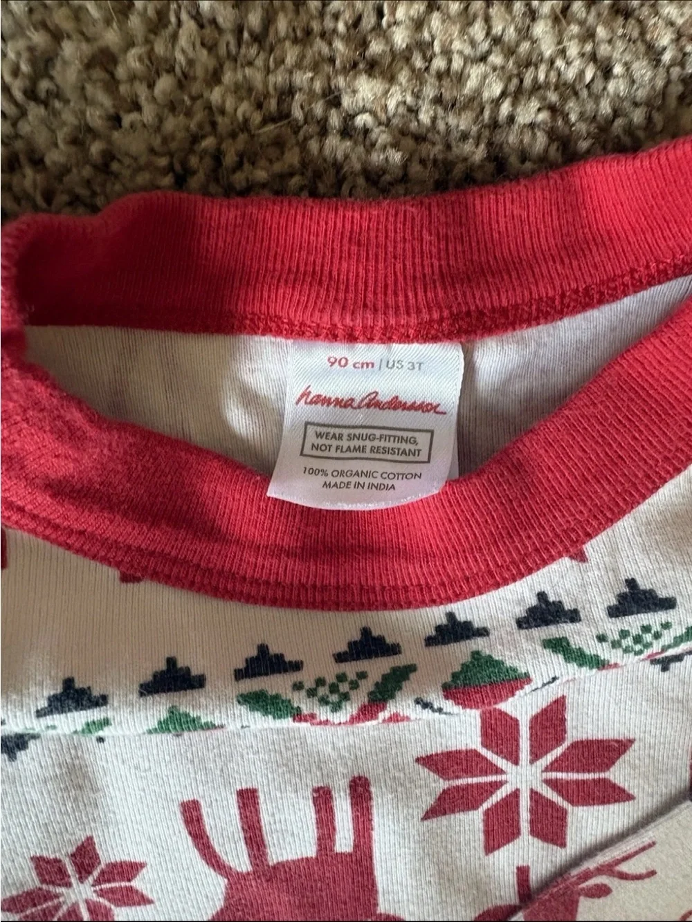Hanna Andersson Red and White Reindeer Fair Isle Kids Pajama Set